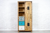 Antique Indian Contemporary Hand Vivid Solid Wooden Bookshelves Rainbow 100x60x220cm